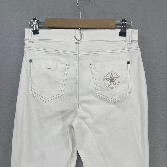 Thomas Rath Jeans Womens EU 38 US 8 White Flare Bootcut Thom Embroidered Pants - Picture 10 of 12